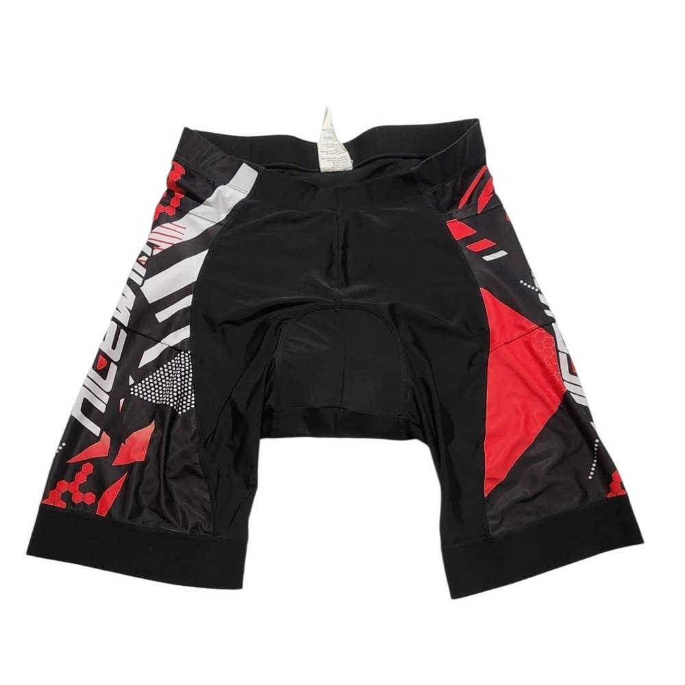 NICEWIN Mens Padded Cycling Shorts Black Red Geometric XL Bike Shorts Pocket‎
